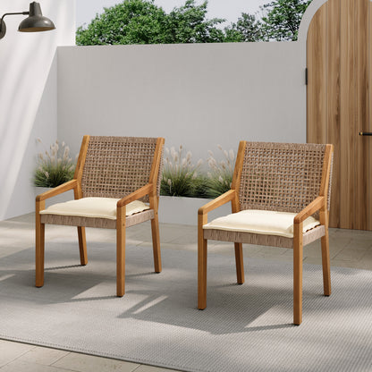 Outdoor Dining Chair - Acacia Wood & Wicker