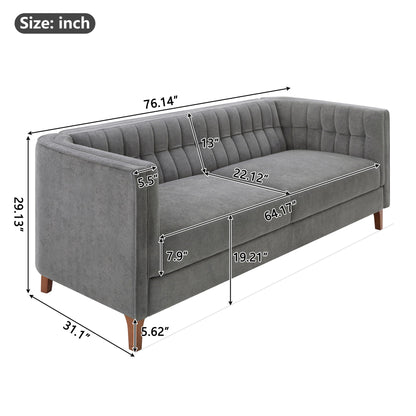 Modern 3 Seater Sofa Upholstered Couch with Curved Armrests