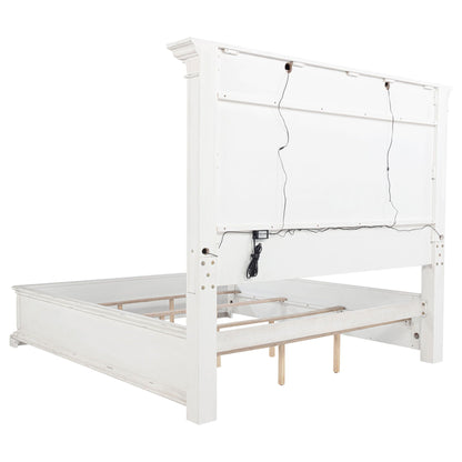 McKinney Eastern King LED Light Panel Bed Vintage White