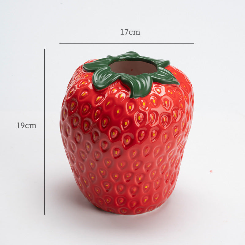 Good-looking Light Luxury Decoration Living Room Flower Arrangement Modern Strawberry Vase Ceramic