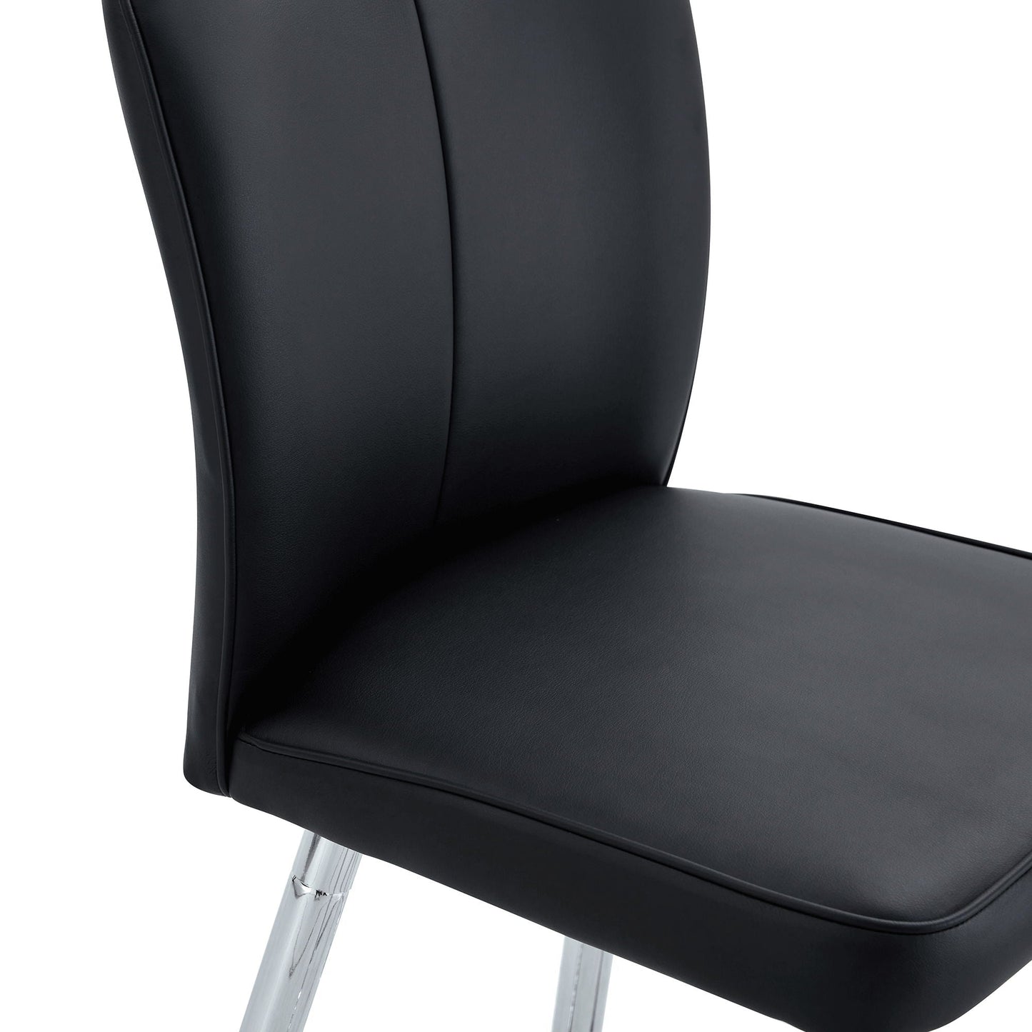 Modern Bar Chair Set Streamlined Backrest Metal Legs 2 Pieces - Black / Silver