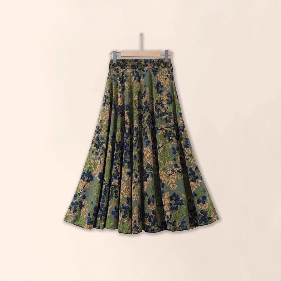Slimming Pleated Floral Midi Dress