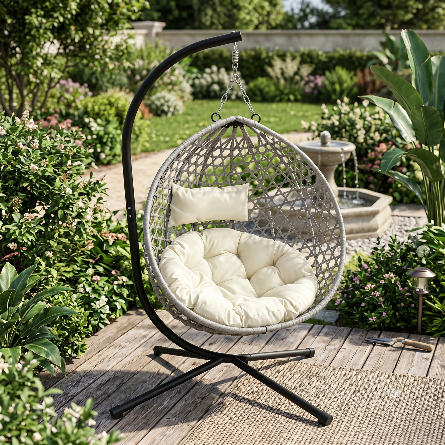Foldable Hanging Egg Chair with Stand
