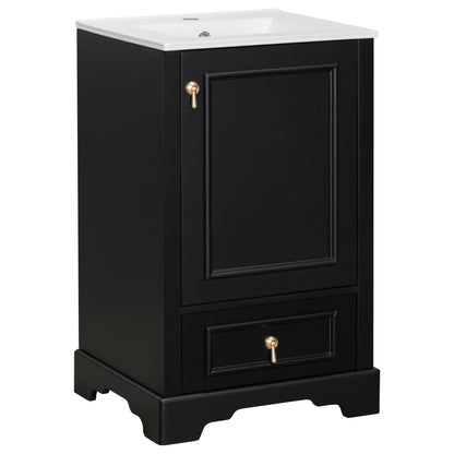 Bathroom Vanity With Sink, Soft Close Door, Adjustable U-Shaped Shelf