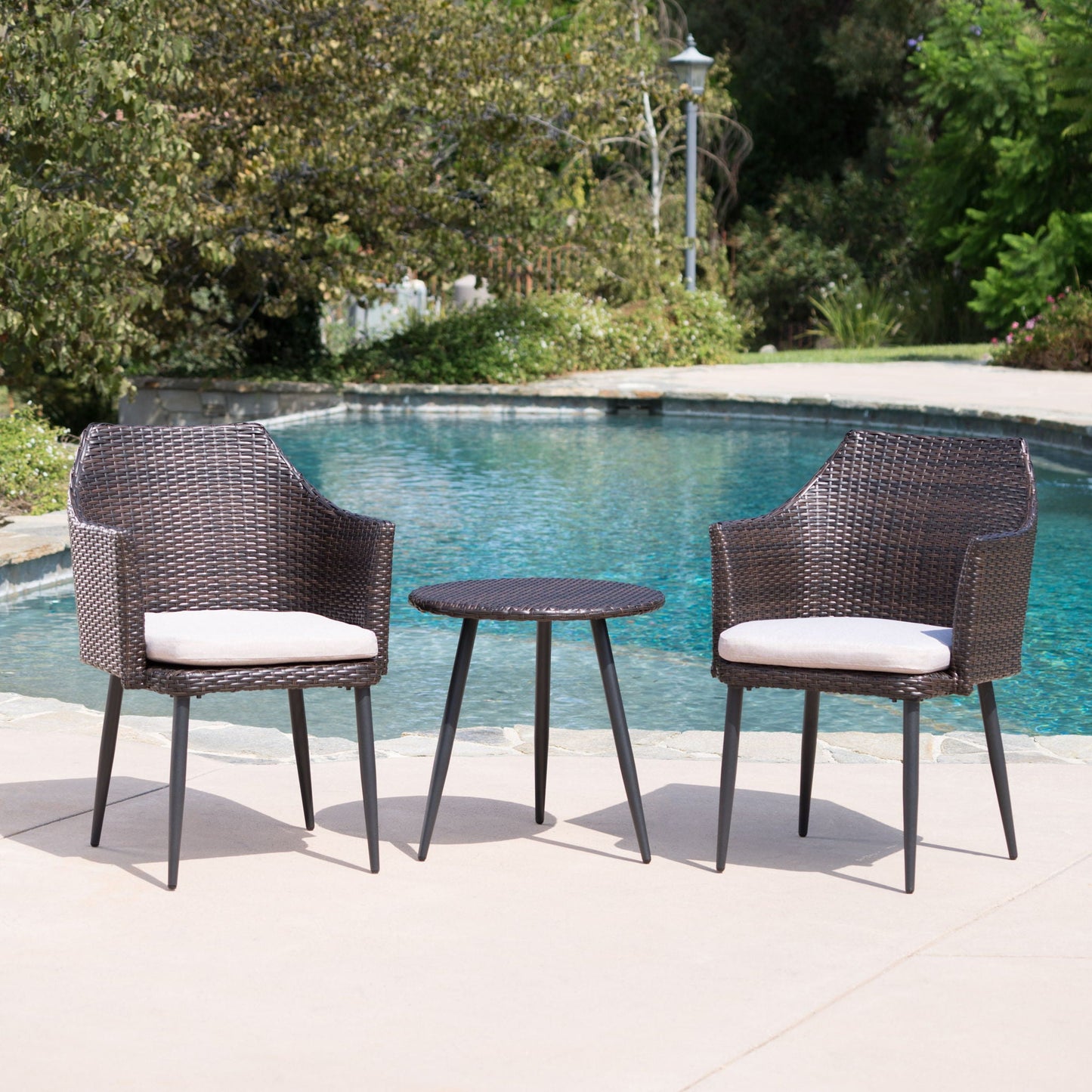 Kenneth 3 Pieces Chat Set Outdoor Furniture - Brown Multi