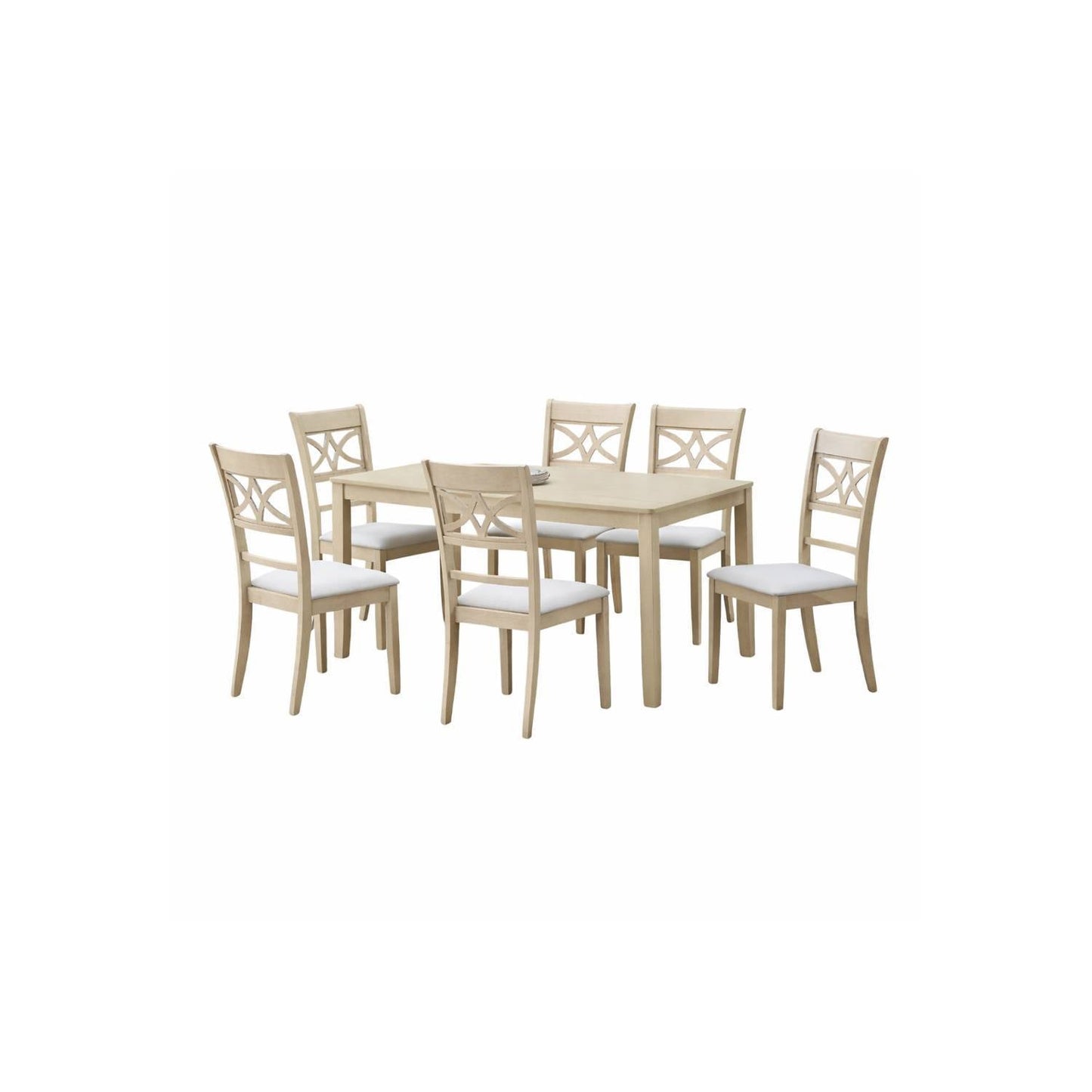 Ferris - 7 Piece Dining Set With Cross Back Chairs And Rectangular Table - Antique White