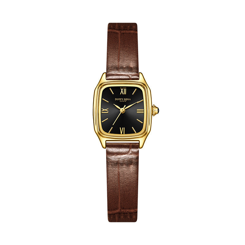 Genuine Leather Womens Watch Retro Square Dial Waterproof And Subtly Luxurious