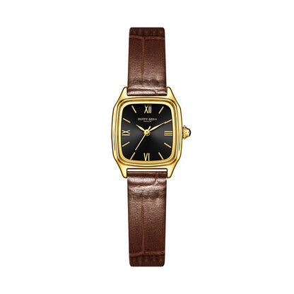 Genuine Leather Womens Watch Retro Square Dial Waterproof And Subtly Luxurious