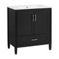 Elegant Fluted Bathroom Vanity With Sink, Soft Close Doors & Drawer