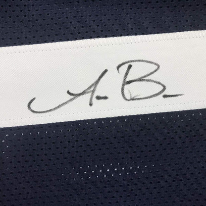 Framed Autographed/Signed AJ A.J. Brown 35x39 Ole Miss Blue College Football Jersey JSA COA