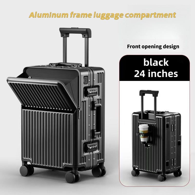 Frame Luggage, Front Open Lid Luggage, 20 Inch 24 Inch Large Capacity, TSA Lock, Universal Wheel Aluminum Frame Luggage, Sturdy And Durable Bag Set