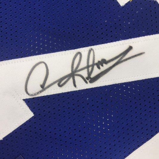 Framed Autographed/Signed Dennis Rodman 35x39 Dallas Blue Basketball Jersey PSA/DNA COA