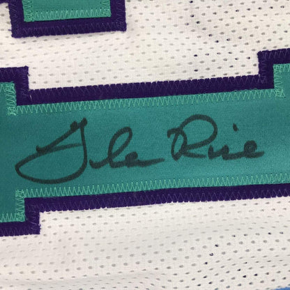 Framed Autographed/Signed Glen Rice 35x39 Charlotte White Basketball Jersey PSA/DNA COA