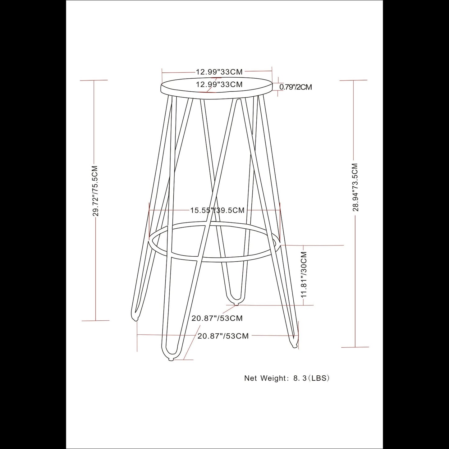 Simeon - Multifunctional Metal Stool With Wood Seat