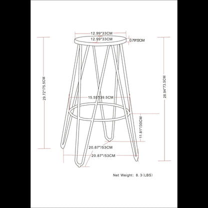Simeon - Multifunctional Metal Stool With Wood Seat