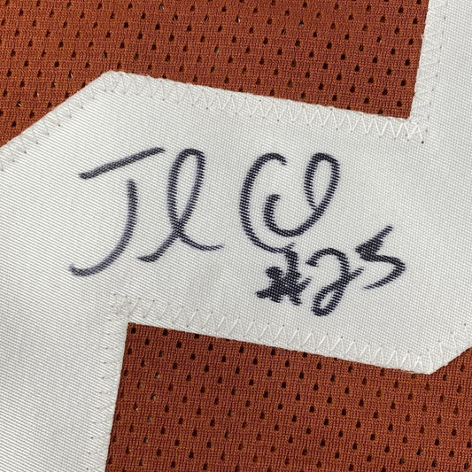 Framed Autographed/Signed Jamaal Charles 35x39 Texas Orange College Football Jersey JSA COA