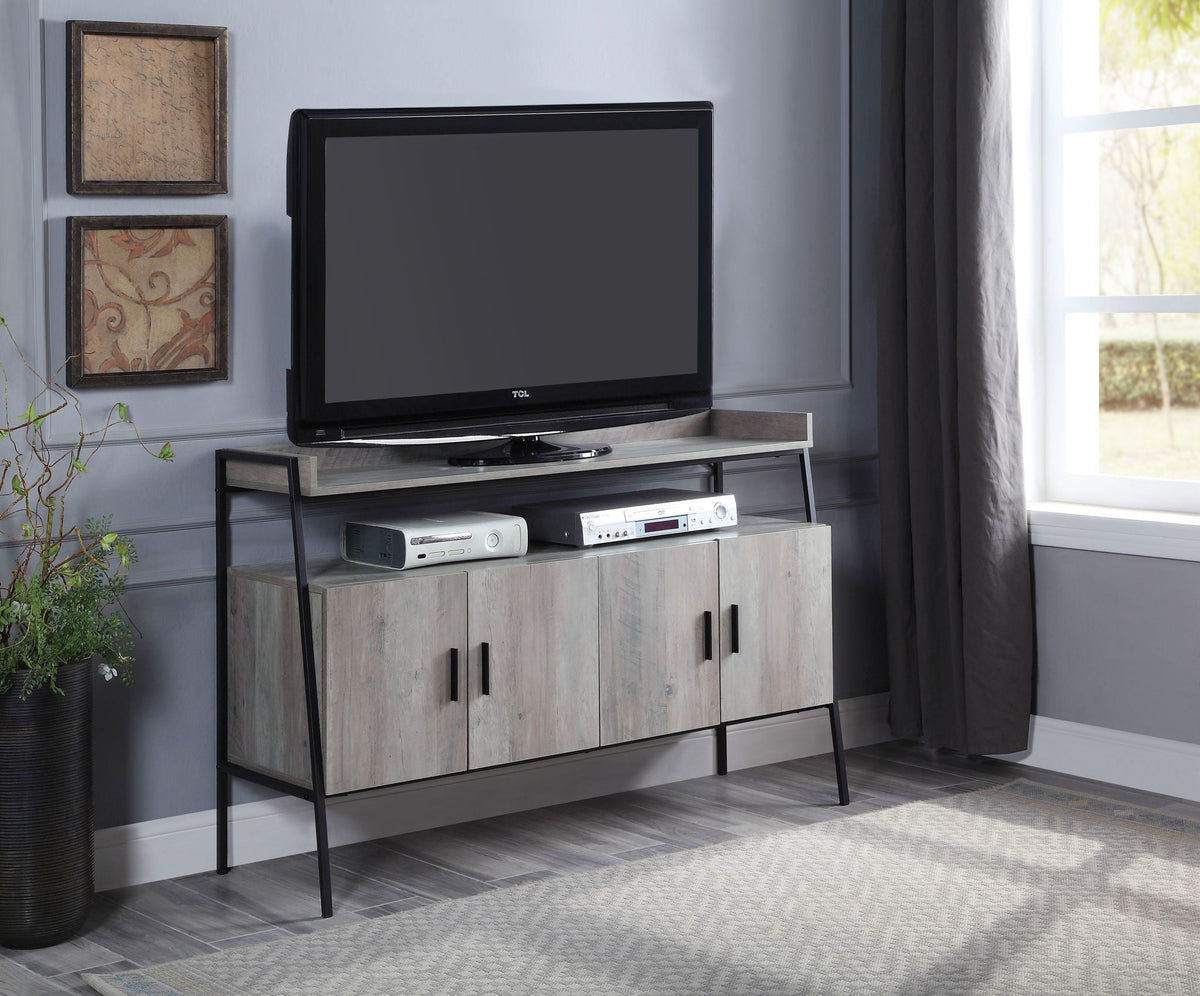 Samiya - TV Stand - Gray Oak & Black