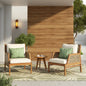 2 Piece Acacia Wood Patio Furniture Club Chair Set