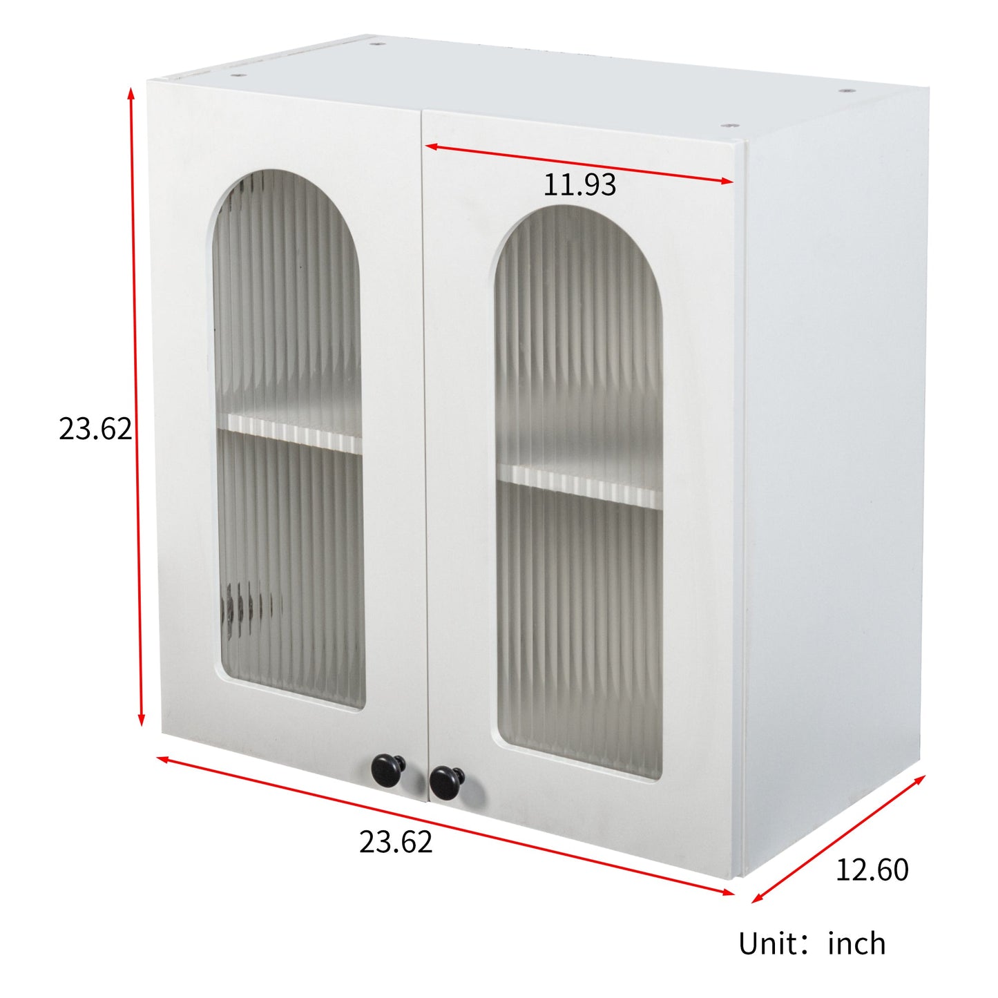 Wall Cabinet with Arched Glass Door and Adjustable Shelves