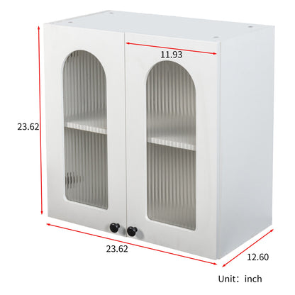 Wall Cabinet with Arched Glass Door and Adjustable Shelves