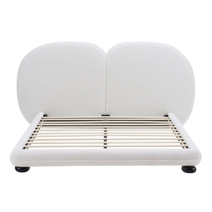 Extra Thick Upholstered Platform Bed Frame with Luxury Split Headboard