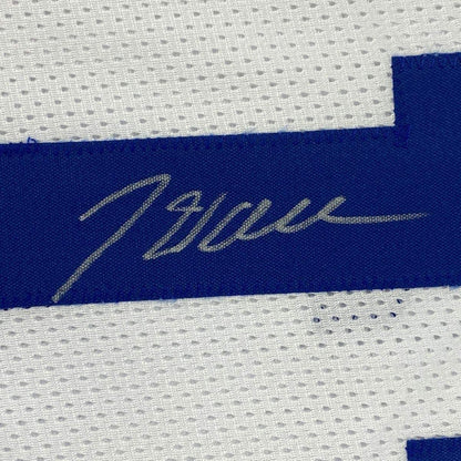 Framed Autographed/Signed John Wall 35x39 Kentucky White College Basketball Jersey JSA COA