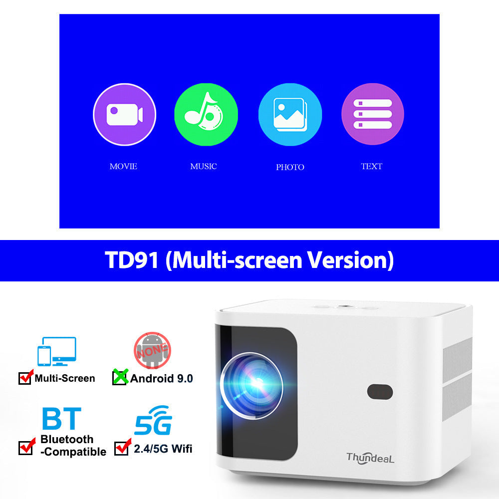 HD 720p Wireless 5G Projector - Intelligent Adjustable Trapezoidal Design for Home Entertainment