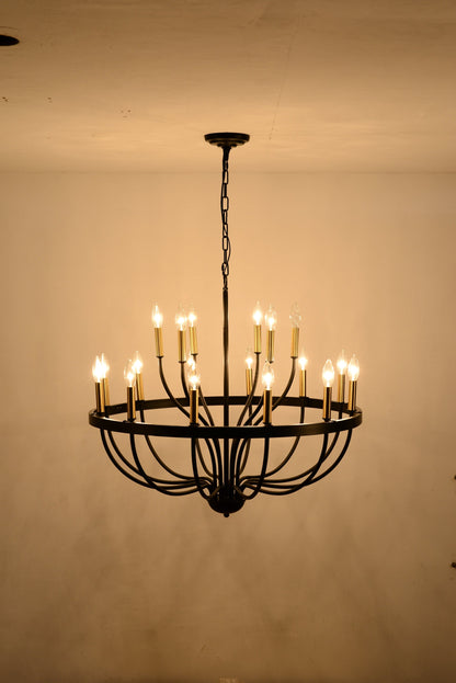 15-Light Industrial Iron Candle Chandelier Modern Farmhouse Pendant Light