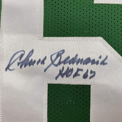 Autographed/Signed Chuck Bednarik HOF 67 Philadelphia Kelly Green Football Jersey JSA COA