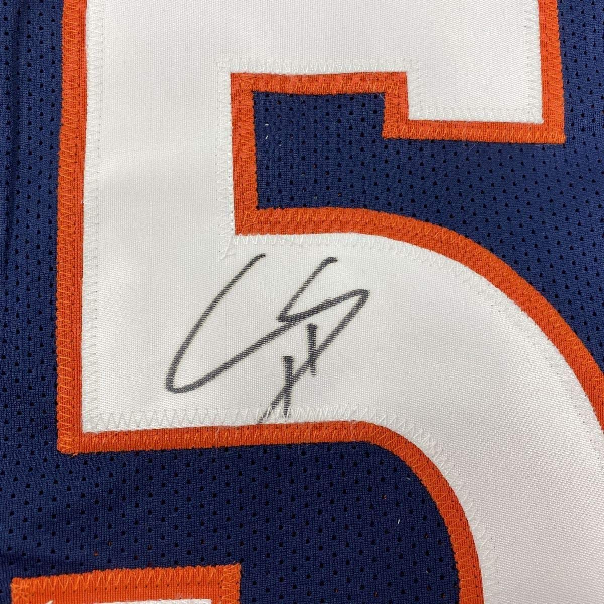 Framed Autographed/Signed Chris Harris Jr. 35x39 Denver Blue Football Jersey Beckett BAS COA