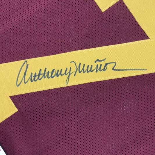 Framed Autographed/Signed Anthony Munoz 35x39 USC Maroon College Football Jersey JSA COA