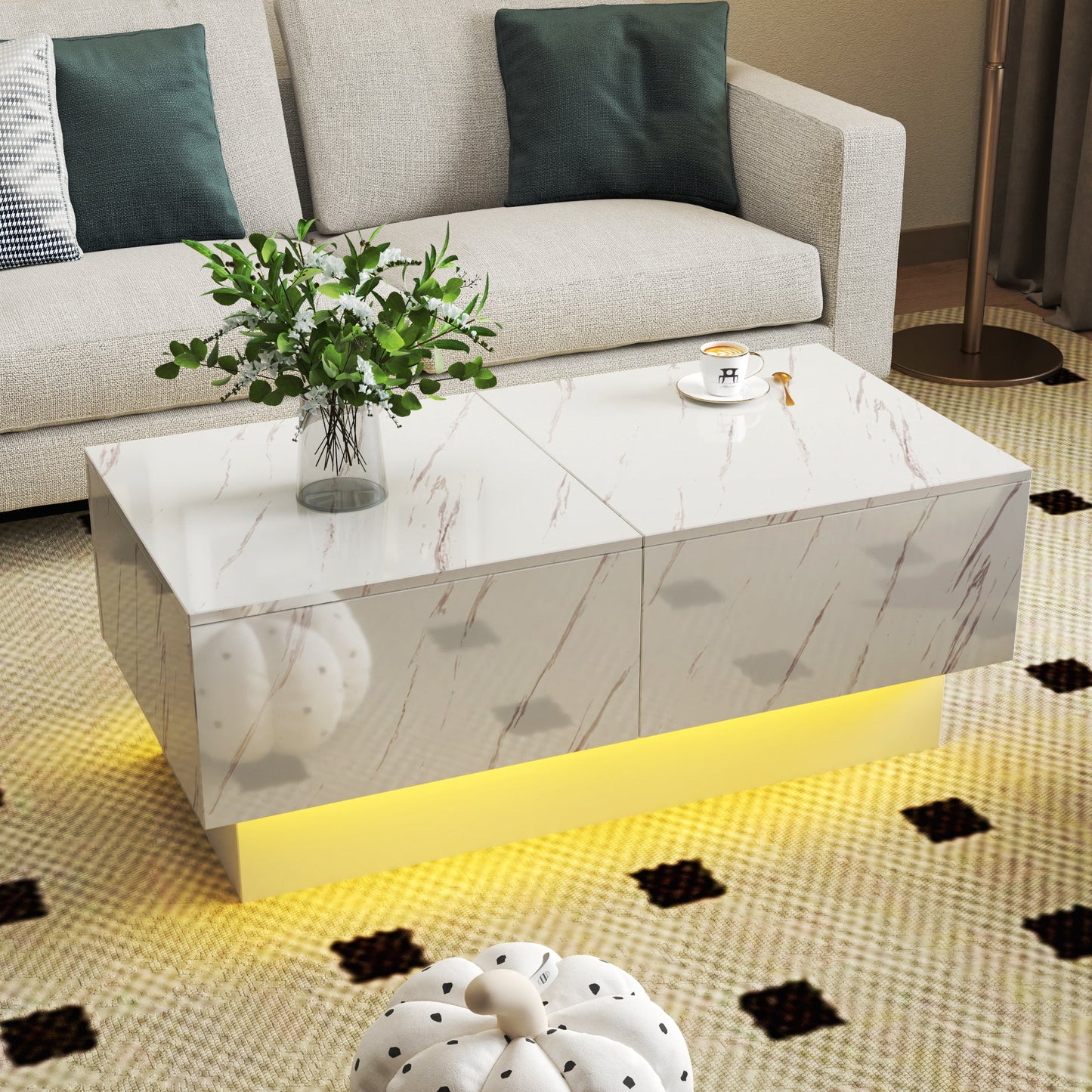 Coffee Table with Sliding Tabletop and Hidden Storage