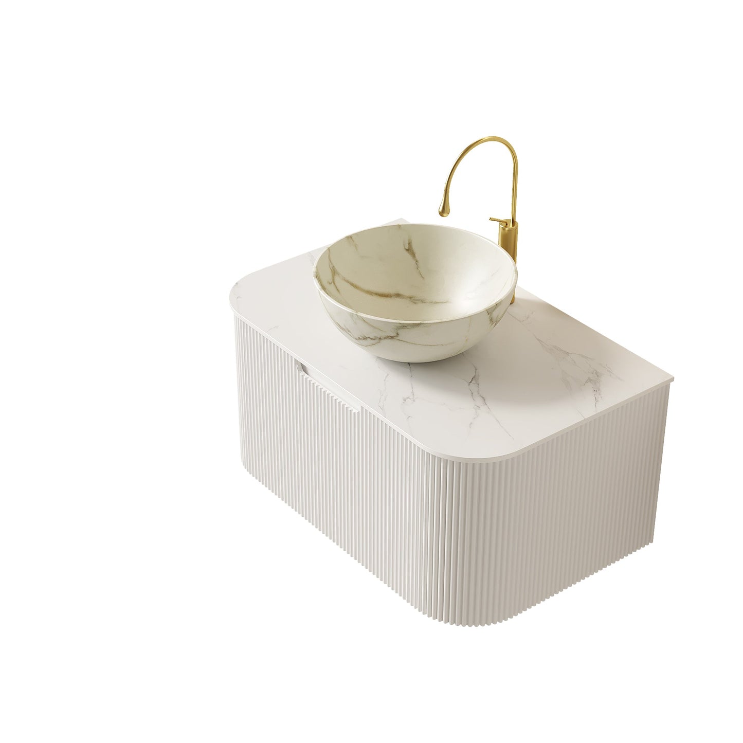 DINA 30" Bathroom Vanity & Sink with Floating Curved Edges