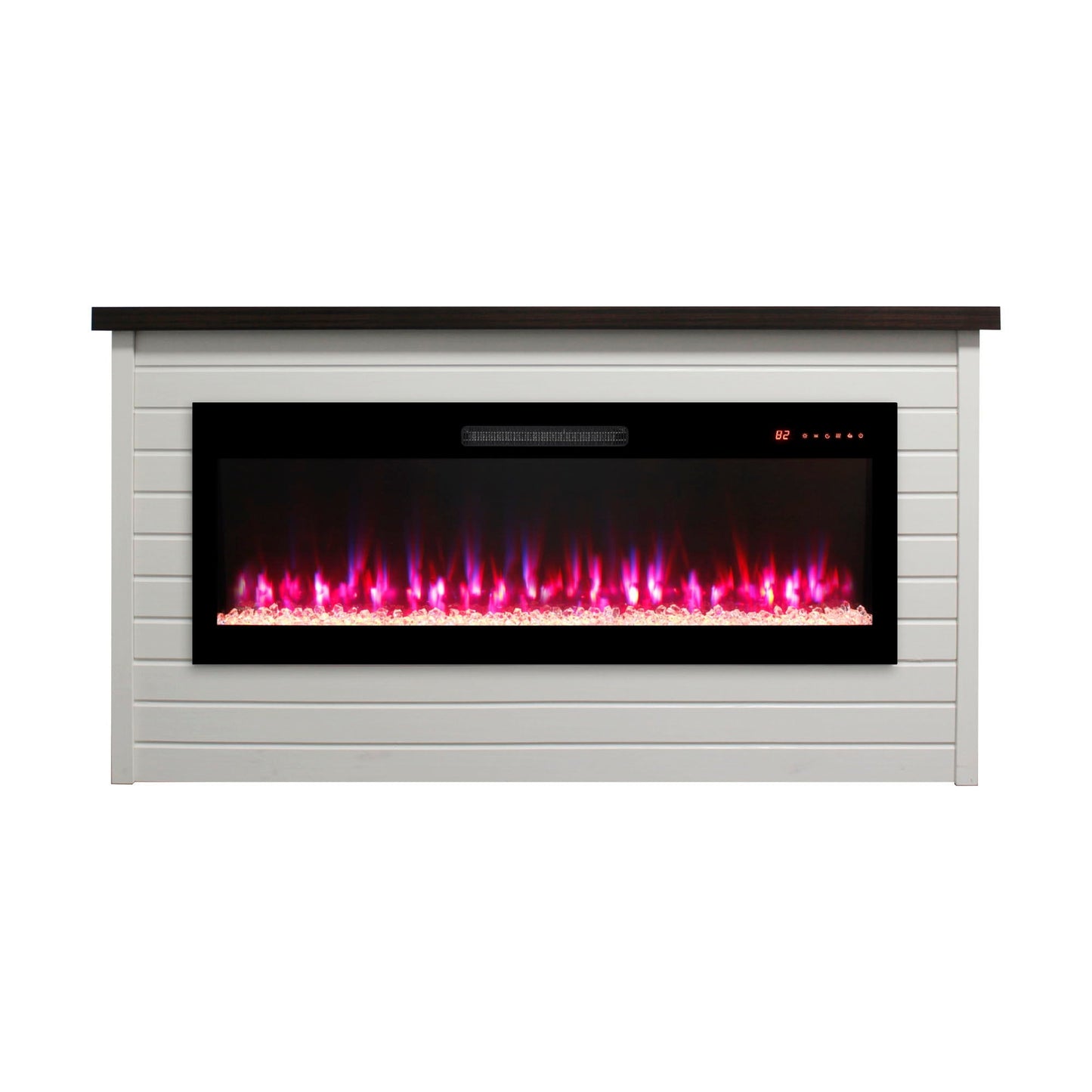 65" Electric Fireplace With Wall Mantel, 50" Fireplace Insert Heater, Remote Control, Timer For Living Room - Antique White