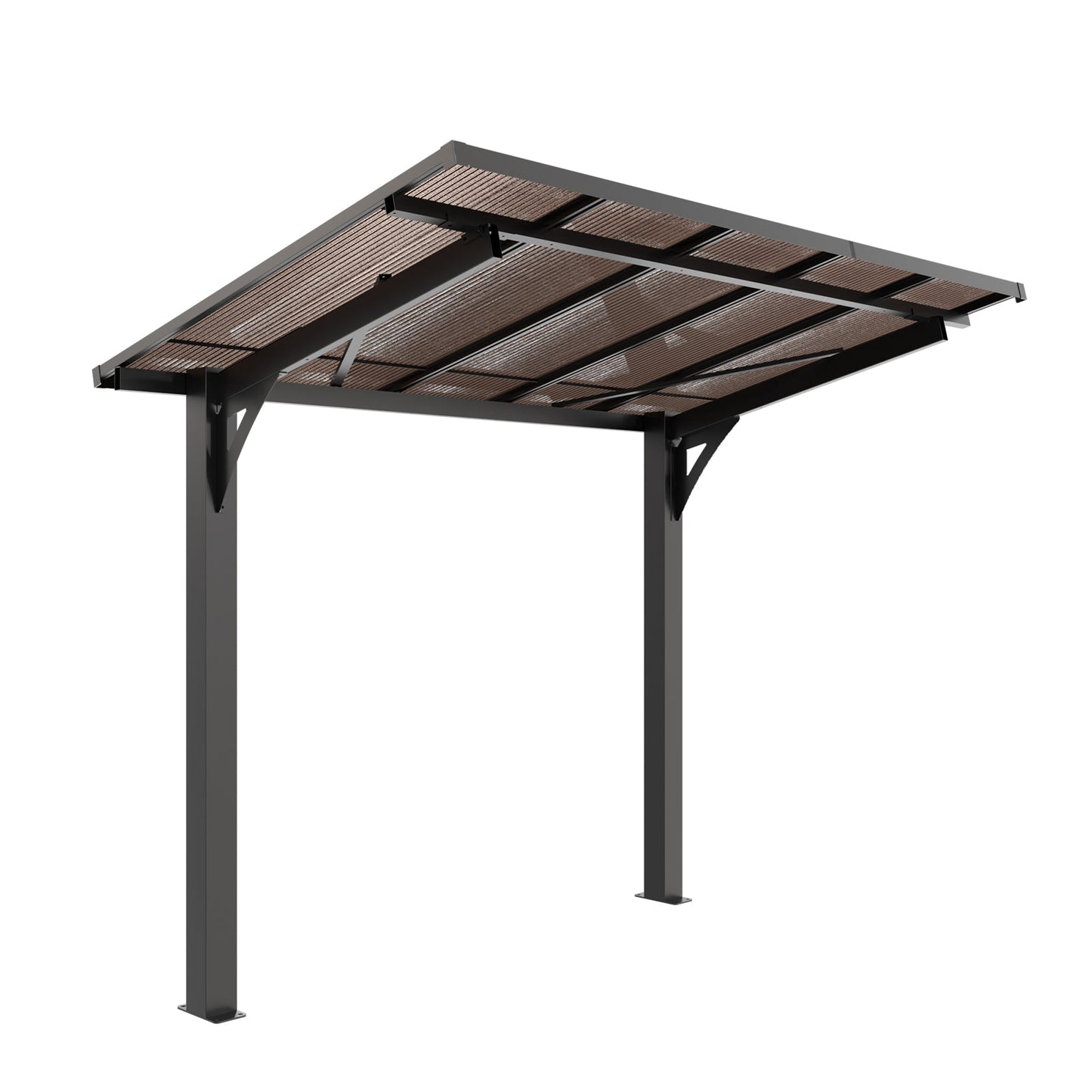 8x5ft Galvanized Steel Carport with Sloped PC Roof