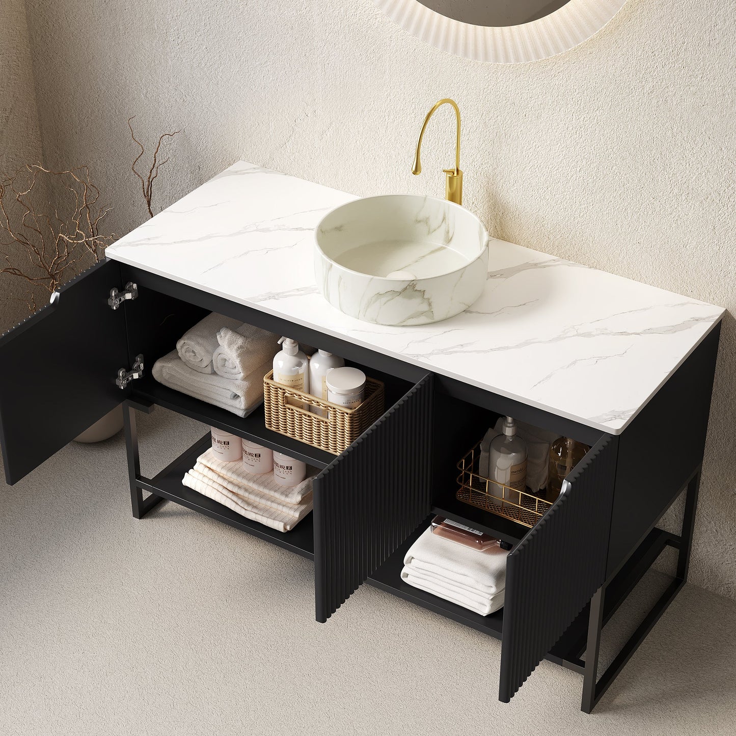 Tulio 48" Bathroom Vanity & Sink, Freestanding Storage Cabinet