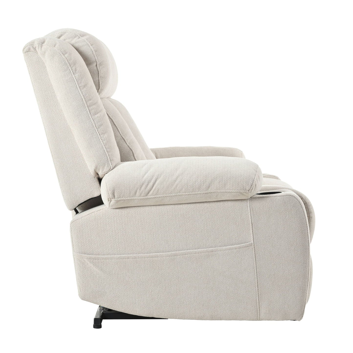 Power Lift Recliner Chair With Extended Footrest, Remote Control, Cup Holders, And Side Pockets