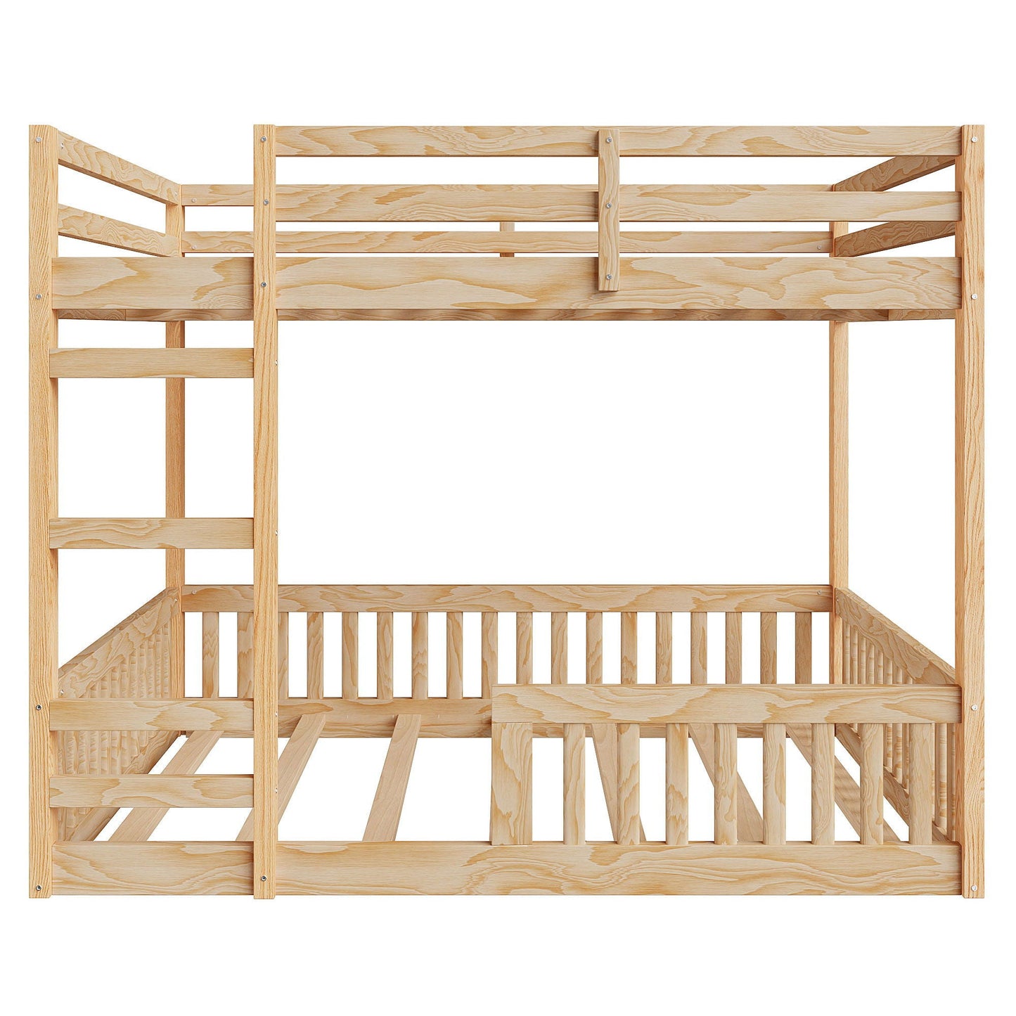 Stylish Bunk Bed With Ladder And Guardrails