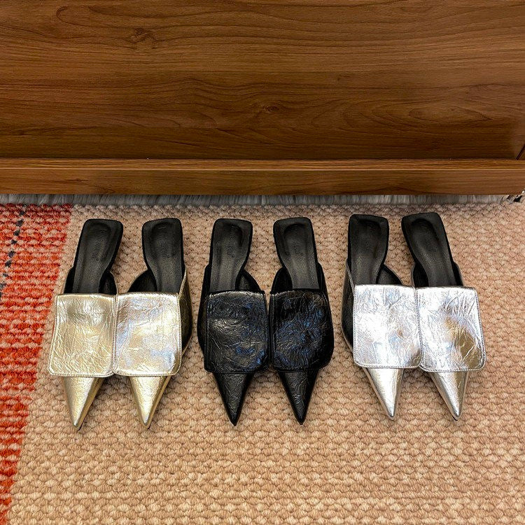 2026 Summer High Heel Mules For Women, Closed Toe Slip-On Slides, Unique Designer Elegant Pumps Matching Dresses Fashion Shoes
