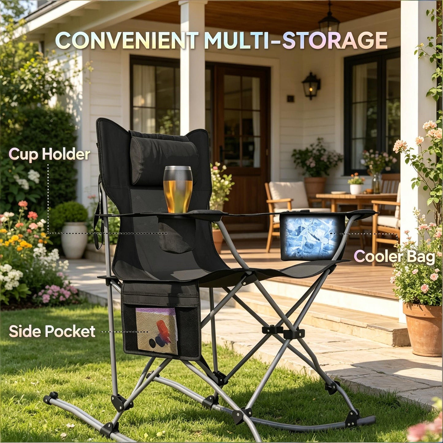 Set of 2 Folding Rocking Camping Chairs