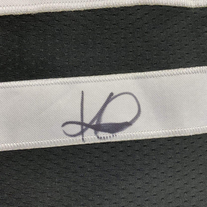 Framed Autographed/Signed Kyrie Irving 35x39 Brooklyn Black City Basketball Jersey JSA COA