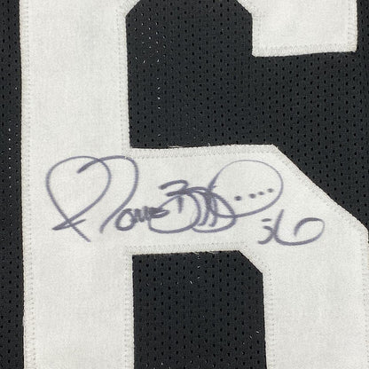 Framed Autographed/Signed Jerome Bettis 35x39 Pittsburgh Black Retro Football Jersey JSA COA