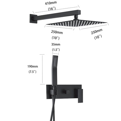 Brass Shower System With 10" Rainfall Shower Head And Handheld Sprayer - Matte Black