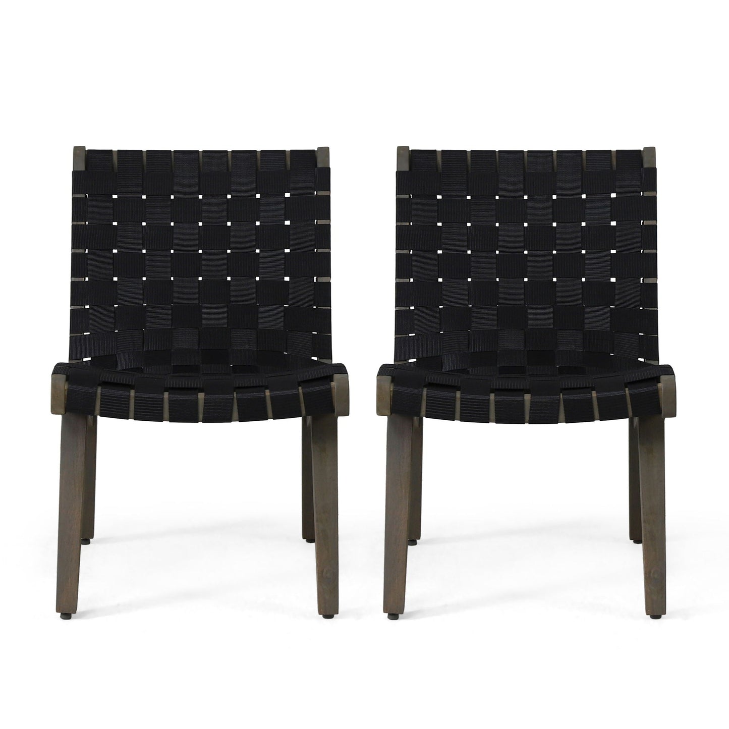 Lounge Chair With Stunning Rope Weave Design, Set of 2 - Black