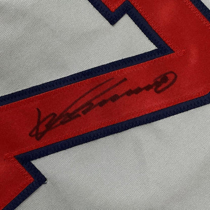 Framed Autographed/Signed Vladimir Vlad Guerrero 35x39 Los Angeles LA Anaheim Grey Baseball Jersey JSA COA