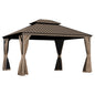 13x15FT Outdoor Hardtop Gazebo with Galvanized Steel Double Roof