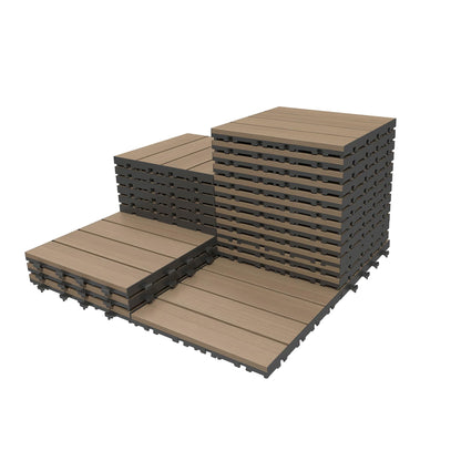 27 Pcs Interlocking Deck Tiles 12" x 12" HDPE Outdoor Flooring