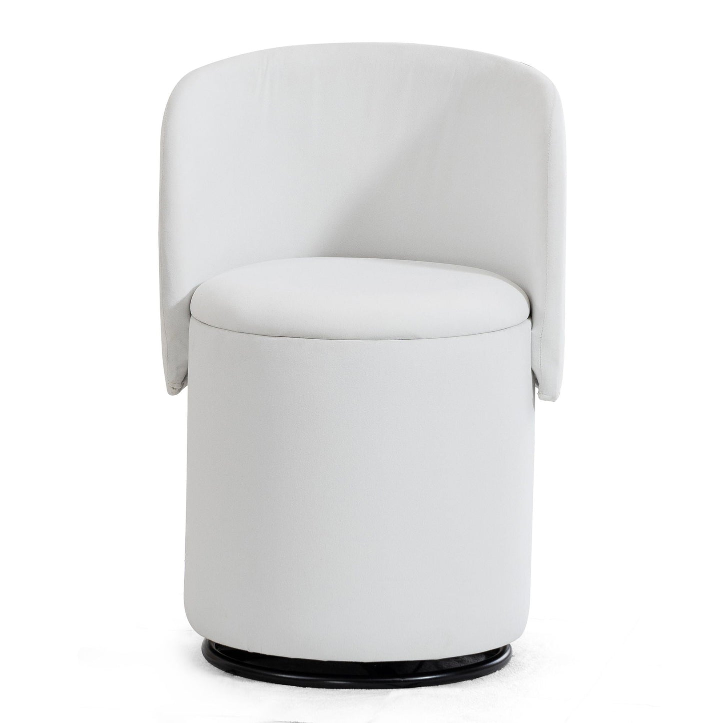 Barrel Chair With Built In Storage, 360° Swivel - Beige