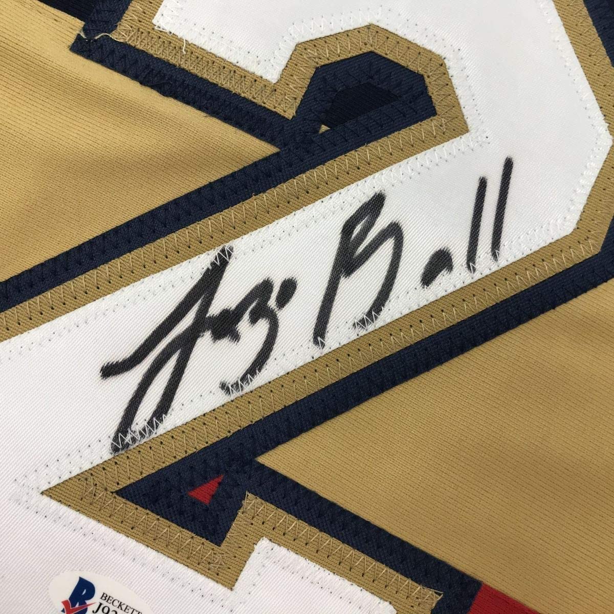 Framed Autographed/Signed Lonzo Ball 35x39 New Orleans White Basketball Jersey Beckett BAS COA