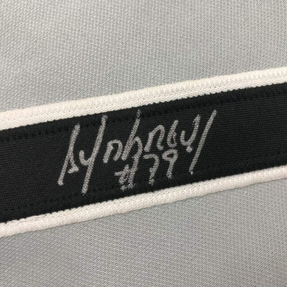 Framed Autographed/Signed Jose Abreu 35x39 Chicago Sox Grey Baseball Jersey PSA/DNA COA